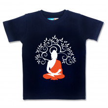 Men Round Neck Blue T-Shirt - Buddha